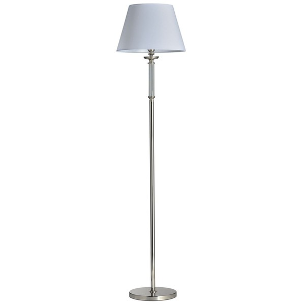 Stehlampe Metall Stoff 170 Cm Hoch Nickel Weiß E27 Modern Stehleuchte Wohnzimmer-image