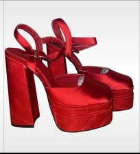 Womens Ladies Platform Sandals Block High Heel Chunky Pointed Toe Ankle Strap