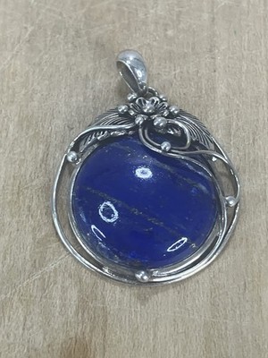 Sterling Silber Anhänger mit einem runden Lapislazuli Edelstein