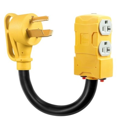 30 Amp to 20 Amp 110V RV Distribution Adapter,NEMA 10-30P to NEMA 4X 5-20R/ 5...