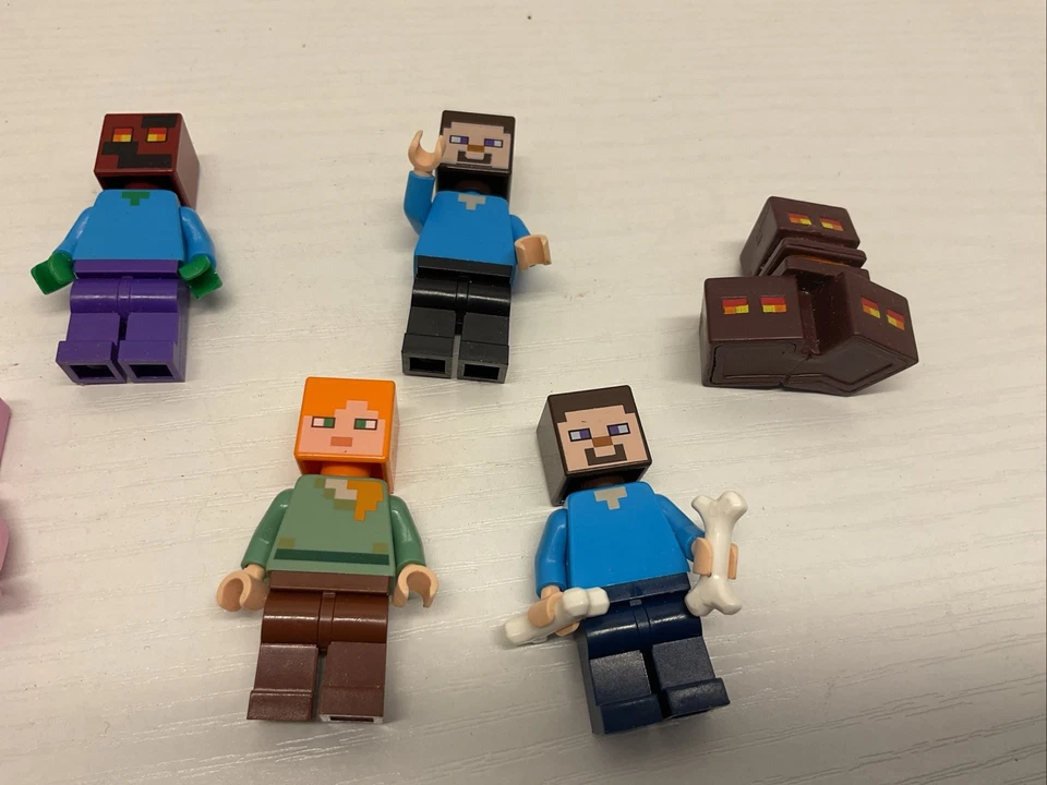 Lego Minecraft Mini Figuras Lote (6) Zombie Pigman Alex Steve Magma Cubo Piedra Foto 3 de 4