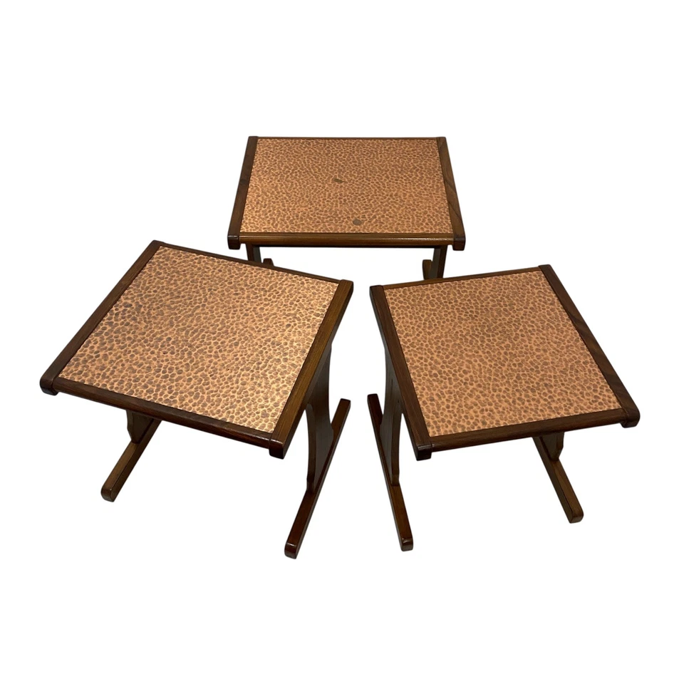 Vintage G Plan Copper-Topped Nest of Tables – Mid Century Modern Retro 1970s - Image 2 of 4