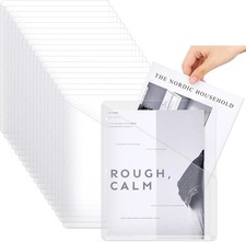 24 Pcs Pocket Folders for 3 Ring Binder Clear Plastic Folders Sleeves with 2