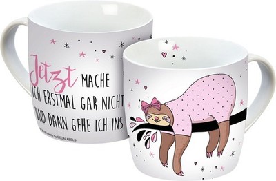 infinite by GEDA LABELS (INFKH) 13204 Faultier Daphne Bett Tasse, Porzellantasse