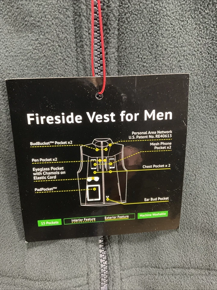 NEW SCOTTeVEST Fireside Fleece Vest Dark Gray Pockets Full Zipper Men’s XL - Image 2 of 4