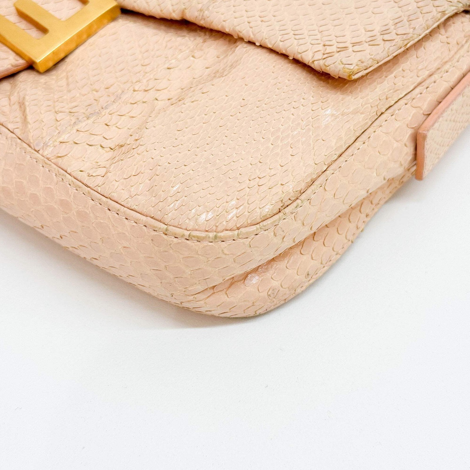 FENDI Baguette Light Pink Python Embossed Leather… - image 10