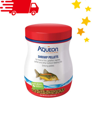 Aqueon Shrimp Pellets Sinking Food for Tropical Fish Goldfish Loaches Catfish