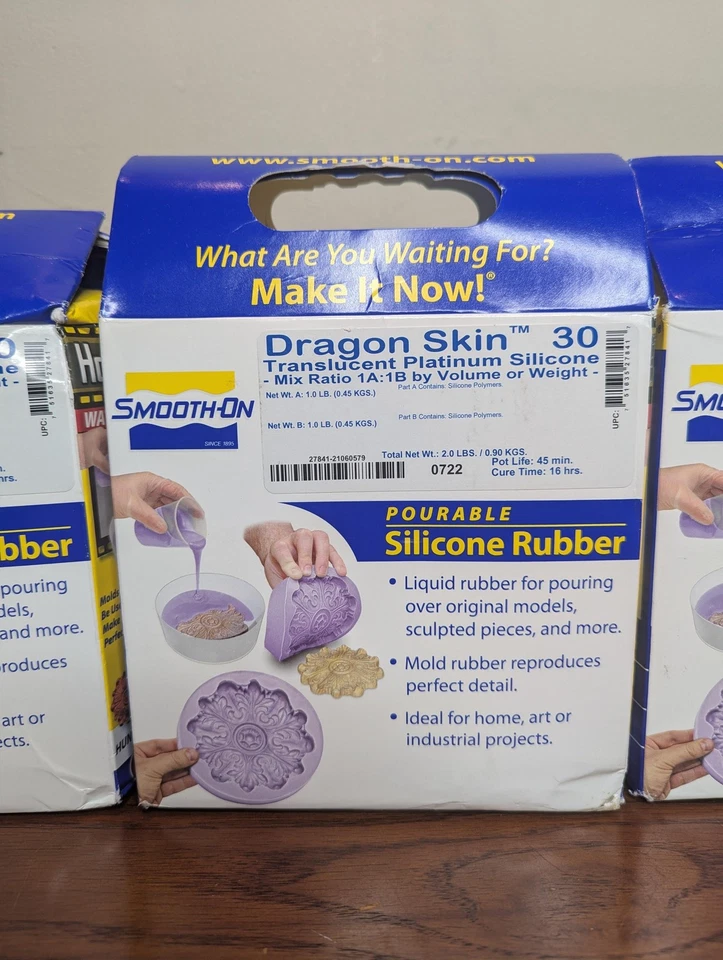 Smooth-On Dragon Skin 30 (лот из 4) полупрозрачная платиновая силиконовая резина - Изображение 4 из 4