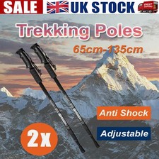 1-2X Telescopic Anti-Shock Extendable Trekking Pole Hiking Walking Camping Black