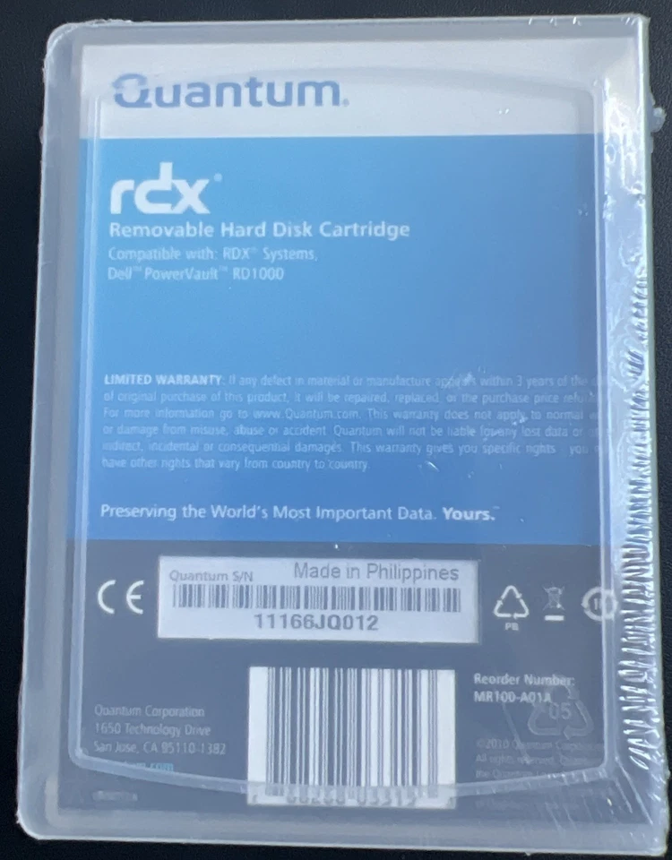 Quantum MR100-A01A - 1TB RDX Removable Hard Disk Cartridge - New/Sealed - Image 2 of 3