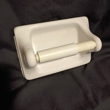 Vintage White Ceramic Toilet Paper Holder Bathroom Wall Mounted MCM M-108