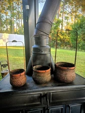 3 VTG Japanese Ikebana Orchid Baskets Handwoven Bamboo Floral 14" 16" 18"