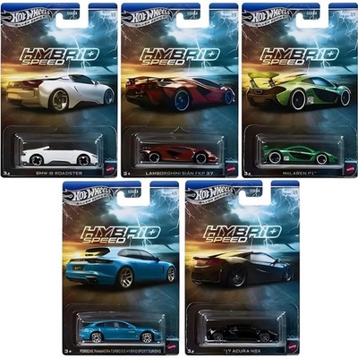 Hot Wheels Hybrid Speed 2025 Set of 5 BMW i8 Lambo Sian McLarenP1 Acura Porsche
