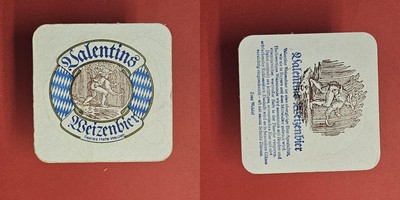 Valentins Weizenbier blaue Schrift Brauerei Bierdeckel Bier