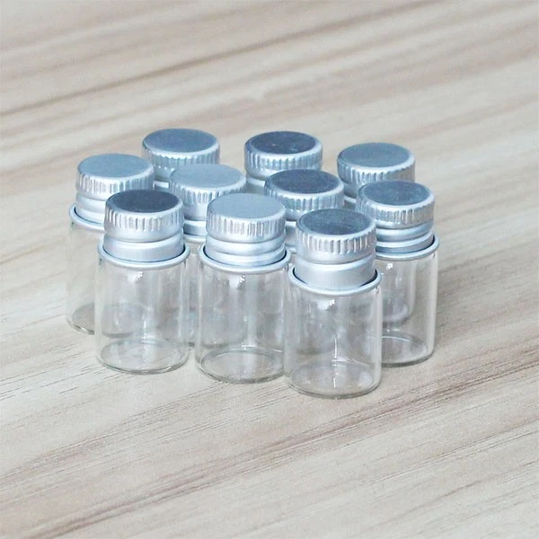 2ML 20-200PCS Vials Candy Jars Glass Bottles Screw Lids Storing Aluminum Oils