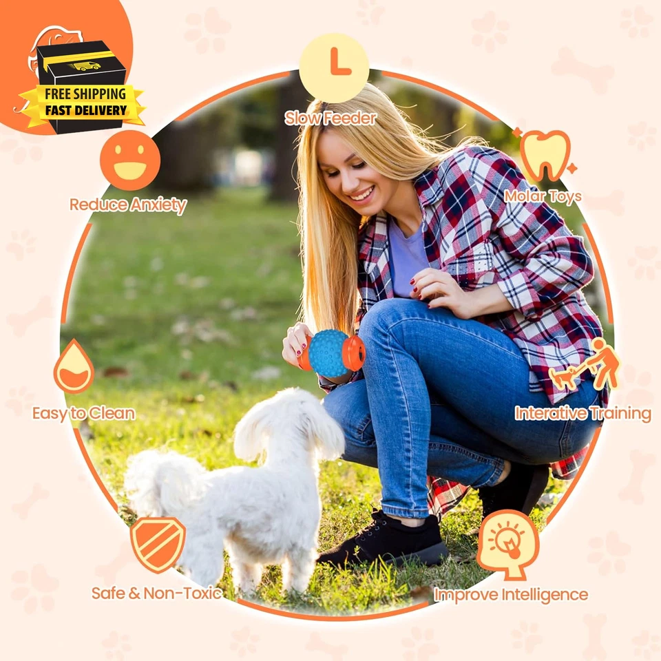 Dispensador interativo de brinquedos para cães - Alimentador de quebra-cabeça lento para cães grandes, mental - Imagem 4 de 4