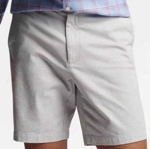 NWT Peter Millar Pilot Twill Golf Shorts Mens Sz 36 Light Gray Casual $115