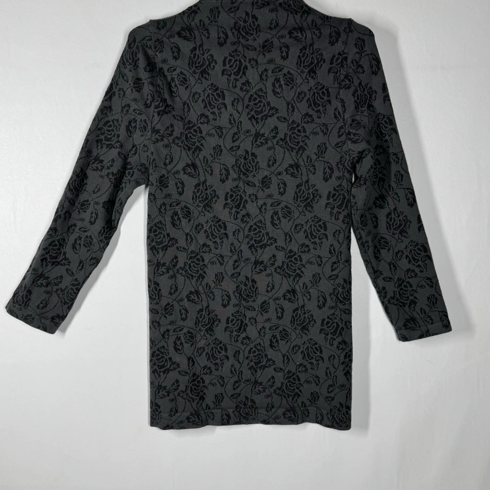 VTG Y2K Bebe Womens Small Black Floral Rose Mock Neck Top Whimsigoth P/S — 第 2/4 张图片