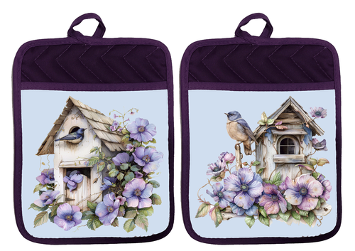 Pot Holders Oven Mitts Hot Pads Bird Birdhouse Flower Kitchen DBLdz041-042 - Picture 8 of 10