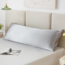 Light Grey Satin Long Body Pillow Cover, 20x54 Inches, Soft and Comfortable