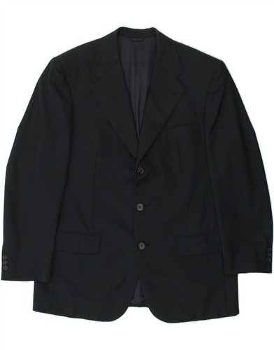 BURBERRYS Mens 3 Button Blazer Jacket IT 50 Large Navy Blue Check Wool HB06