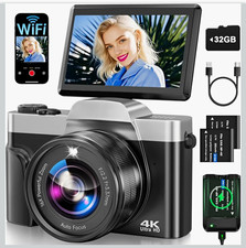 4K 64MP Compact Digital Camera WiFi 3 180° F...