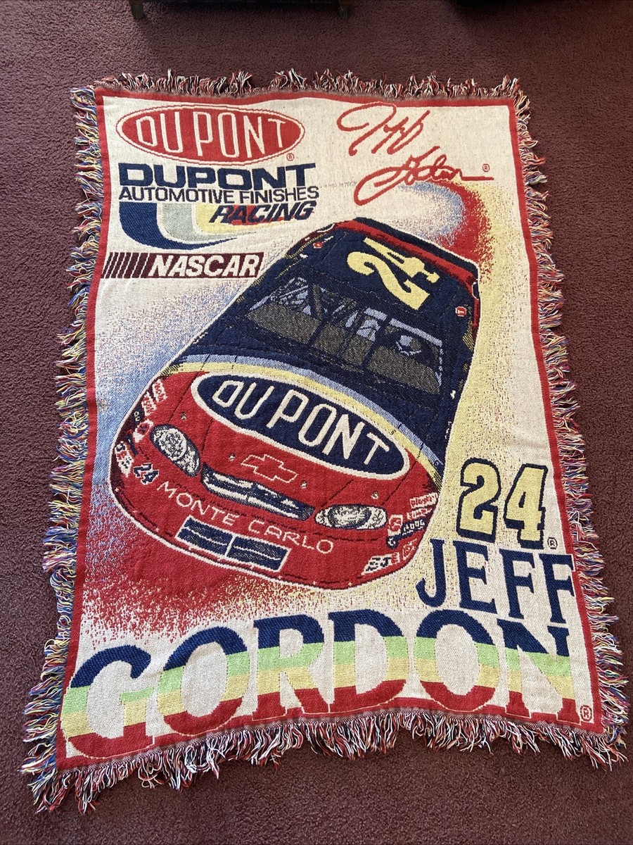 ヴィンテージラグ NASCAR Jeff Gordon 24 マルチカバー Vintage 90's Jeff Gordon #24 NASCAR Woven Throw Blanket DuPont 60