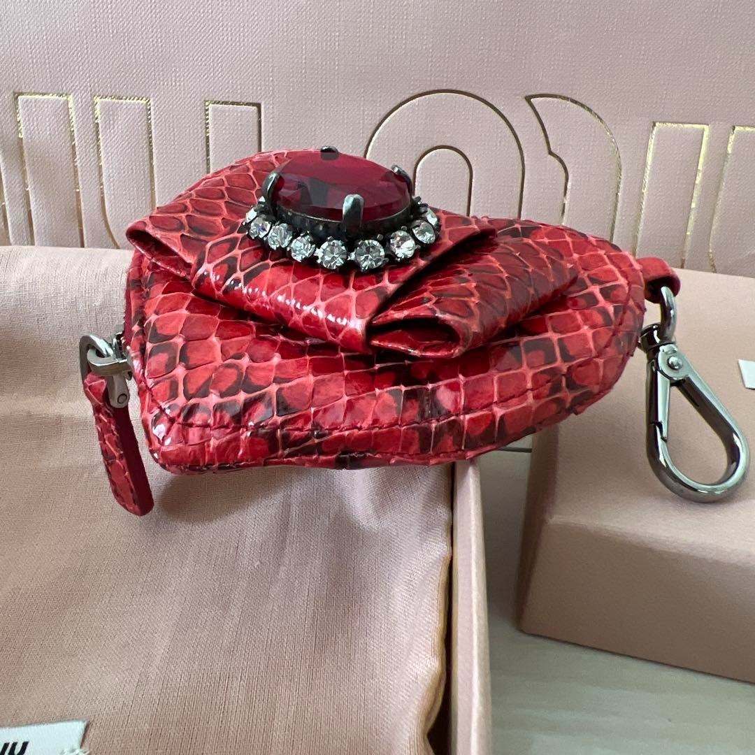 MIU MIU Red Heart bow Bijou Coin Case Bag Charm Very Rare