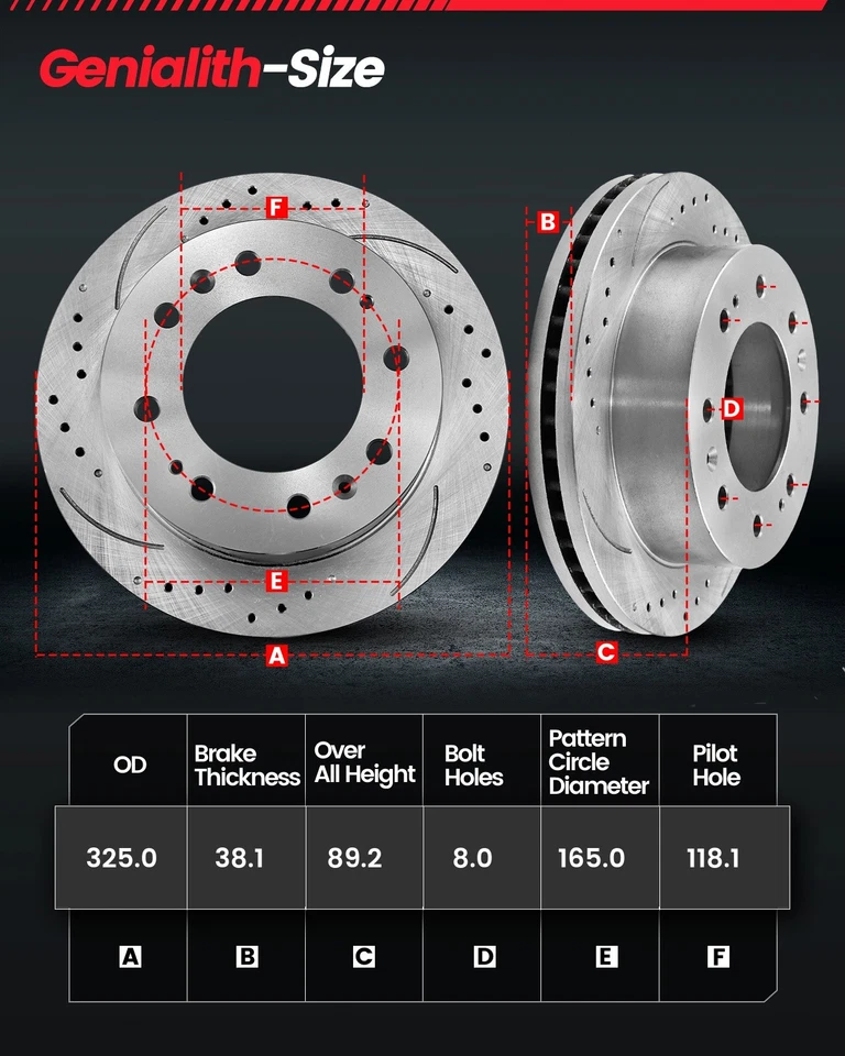 Front Rear Drilled Rotors Brake Pads for 2001-2010 Silverado Sierra 2500 3500 HD Foto 2 de 4
