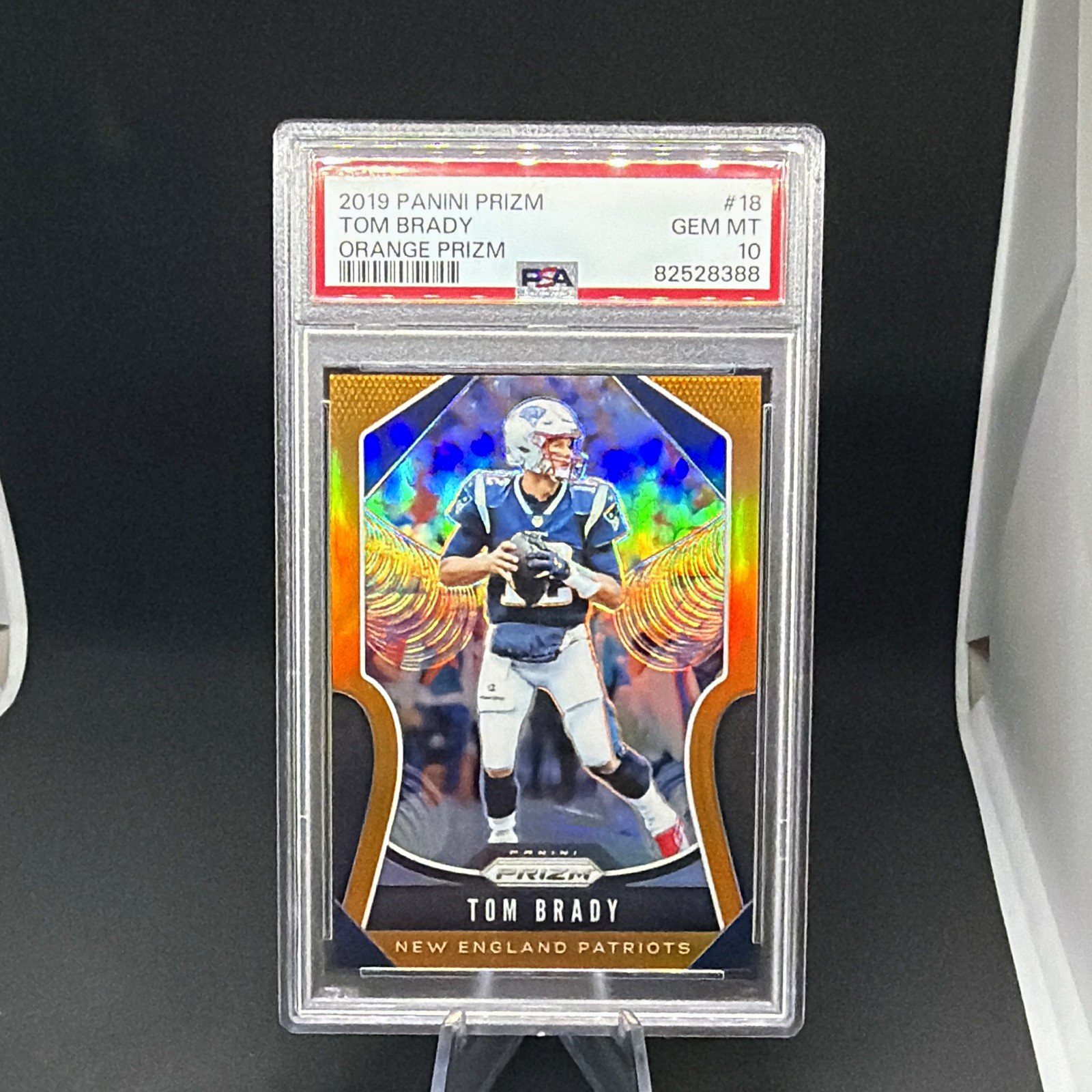 Panini 2019 Prizm Tom Brady #18 Orange Prizm /249 PSA 10 New England Patriots