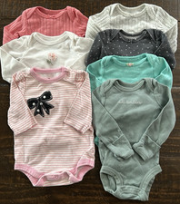 Baby Girl Size Newborn Clothing Lot of 7 Pieces Long Sleeve Bodysuits