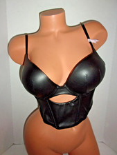 Victoria's Secret Bombshell 2 Cups Black Faux Leather Corset 34C