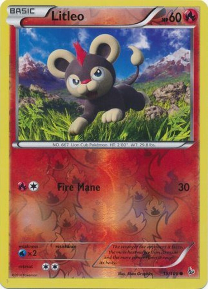 Pokemon - Litleo - 19/106 - Common - Reverse Holo - XY - Flashfire - NM
