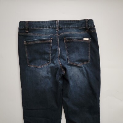 White House Black Market Skinny Leg Zipper Detail Blue Denim