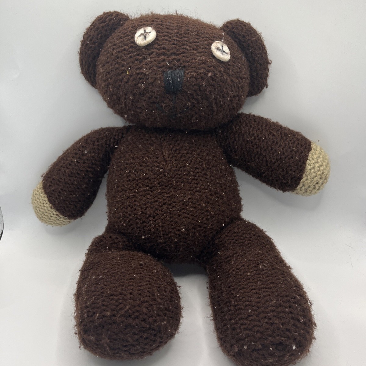Mr Bean Teddy Bear Original Plush Brown Knit Vintage Stuffed Doll