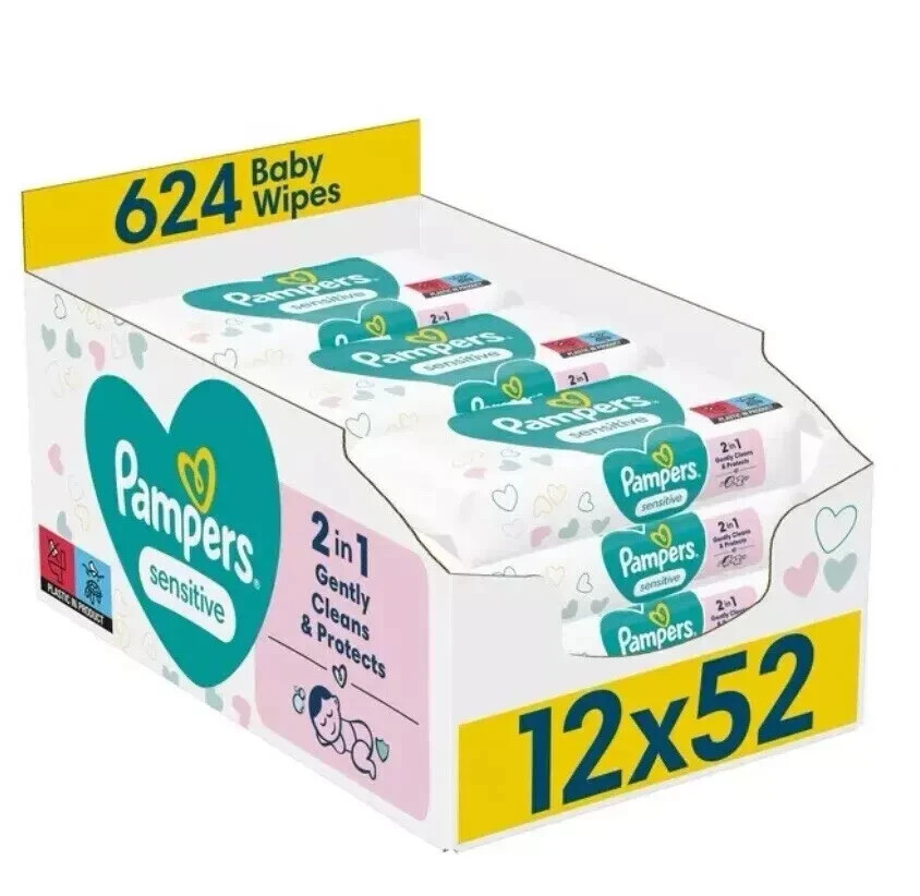 Pampers Sensitive Baby Wipes Hypoallergenic 12 Pack