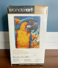 Wonderart Classic Latch Hook Kit Macaw Parrot Wall Hanging 426407 20" x 27"  NEW
