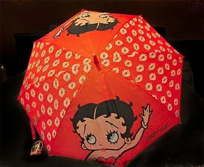 Paraguas Betty Boop A Impresionante Rojo Betty Boop Paraguas con Besos - Imagen 1 de 1