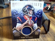 TOM SAVAGE HOUSTON TEXANS ROOKIE AUTHENTIC JERSEY CARD 2014 450 /499 PANINI RR31