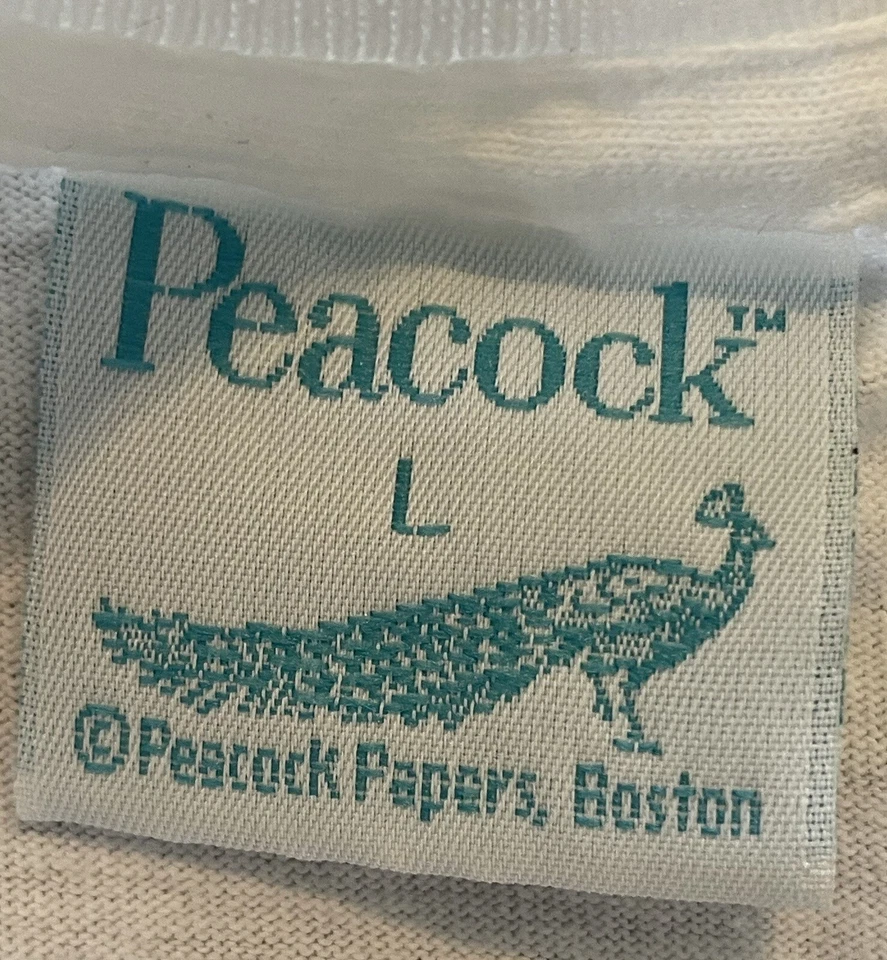 Camisa De Colección Navidad Puntada Única Papeles Pavo Real Boston Fruitcake Hombres Grande Foto 3 de 4