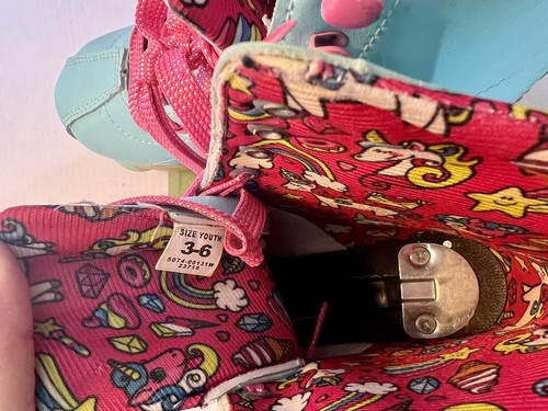 Girls ROLLER DERBY Skates Youth Size 3-6 Pixie Teal & Pink Unicorn Liner - Picture 5 of 11