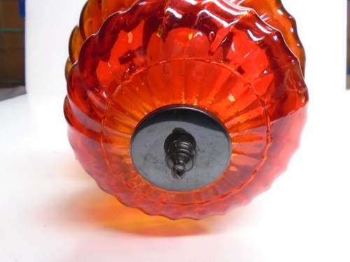 Vintage MCM SWAG CHAIN LAMP - BURNT ORANGE/RED GLASS GLOBE - Picture 12 of 12