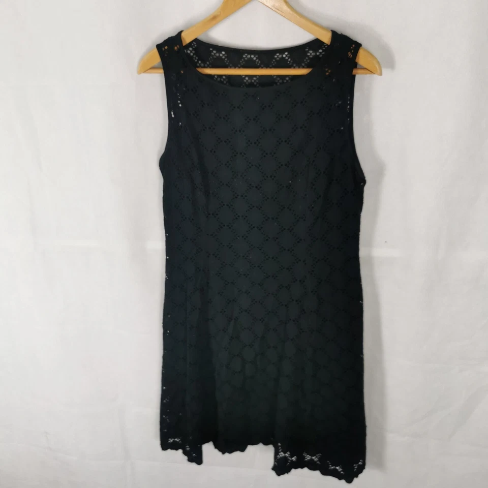 Ladies Dress Size 12 14 RONNI NICOLE Black Embroidered Broderie Anglaise - Image 2 of 4