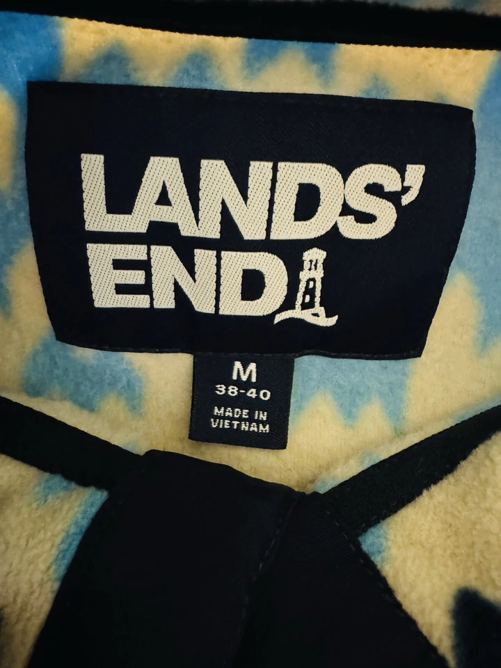 Lands' End Heritage Men's Medium Fleece Jacket 1/4 Snap Neck Print Pullover - Image 3 of 4
