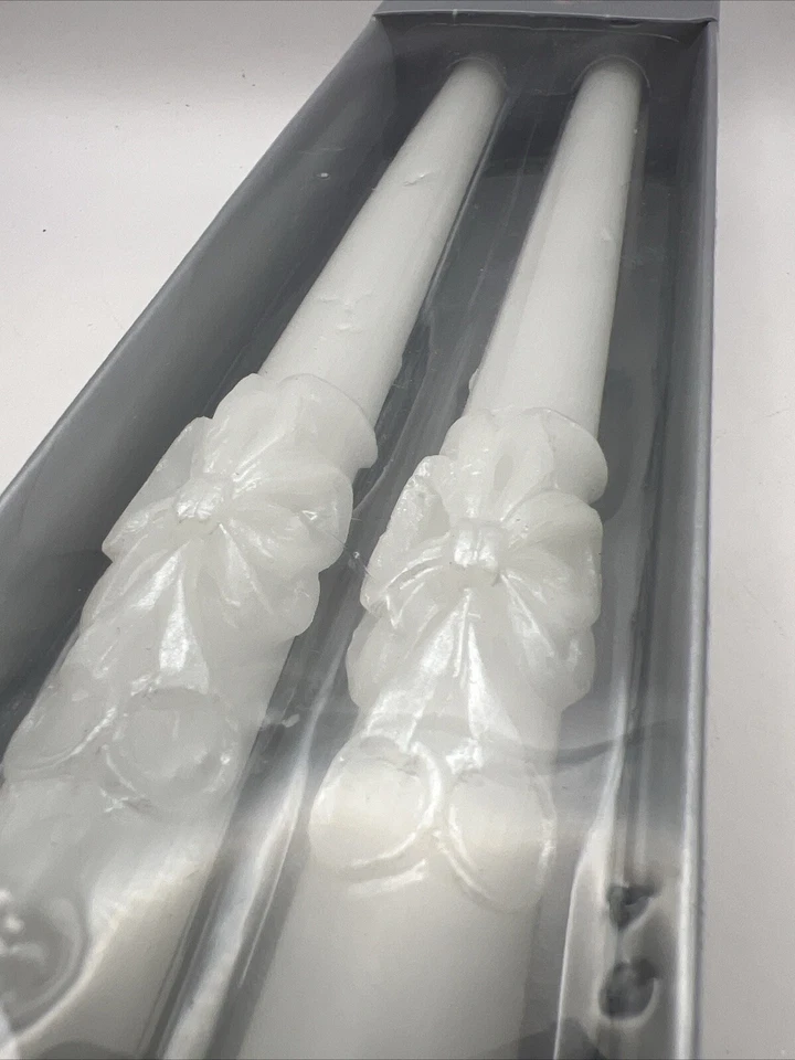 2 Piezas Wilton 10" Boda Velas Cónicas CINTAS Y ANILLOS De Colección 1998 NUEVO-SELLADO Foto 3 de 4