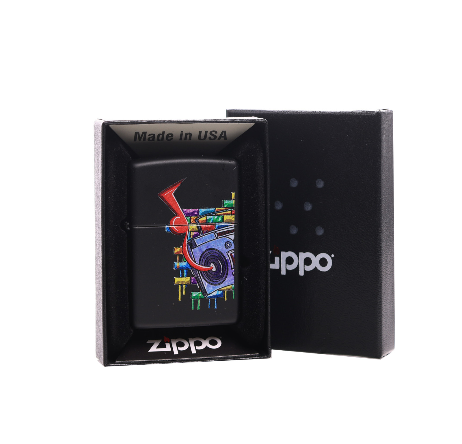 ZIPPO LIGHTER  Boom Box Graffiti Design Black Matte Windproof Lighter