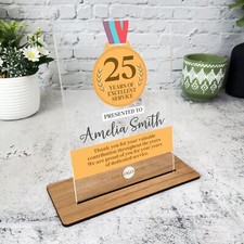 25 Years Of Work Service 25th Anniversary Medal Job Gift Employee Custom Plaque