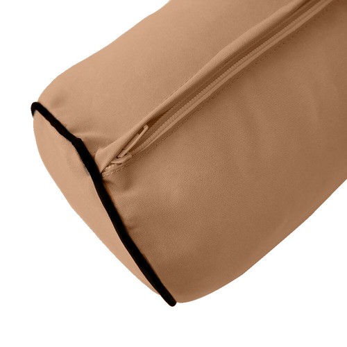 |SLIPCOVER ONLY|S5 Contrast Piped Trim Bolster SlipCover Queen Size 58"x8" AD104 - Picture 7 of 11