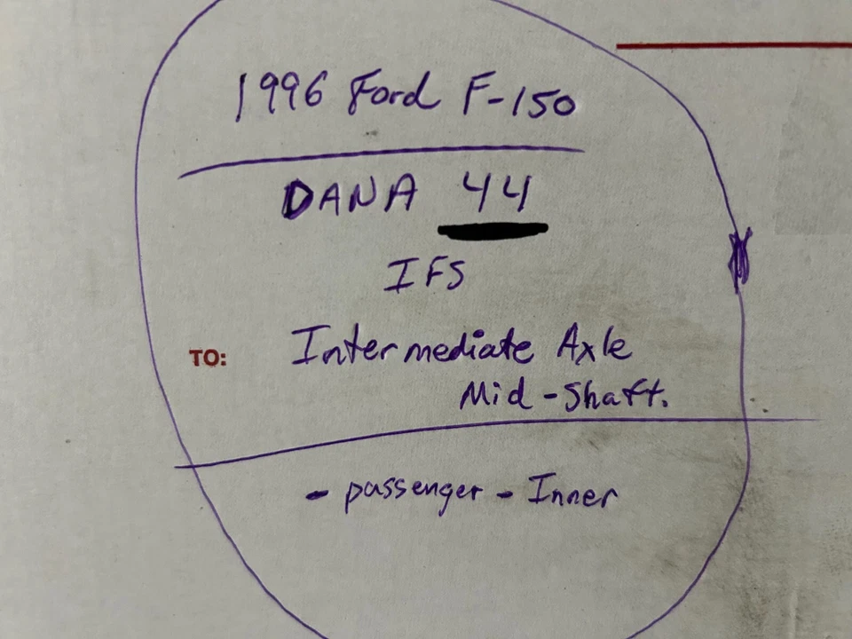 84-96 Ford F150 - DANA 44 - TTB CONJUNTO EJE DELANTERO INTERMEDIO EJE INTERIOR 4X4 Foto 2 de 4