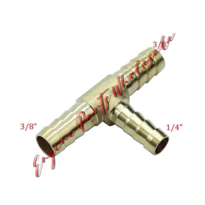 #ad 3 8quot; x 3 8quot; x 1 4quot; Hose ID Brass Hose Barb Reducing Tee T Reducer $2.55